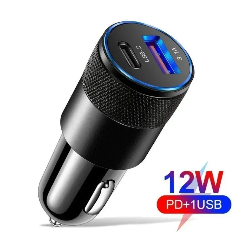 Chargeur de voiture USB-C rapide 12 W, 3,1 A, Power Delivery, 2 ports