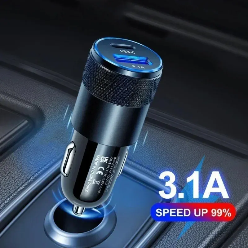 Chargeur de voiture USB-C rapide 12 W, 3,1 A, Power Delivery, 2 ports 4