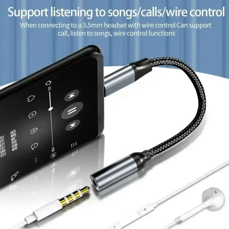 Adaptateur audio USB-C vers prise jack 3,5 mm pour téléphone, câble filaire Plug and Play pour écouteurs 5