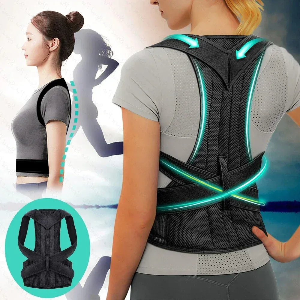 Correcteur de posture réglable et respirant en polyester IYDoaMea, ajustement universel pour soulager les douleurs