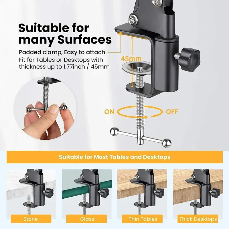 Trépied flexible à bras articulé pour smartphone, pliable, pour bureau, ordinateur portable, vidéo et diffusion en direct 5