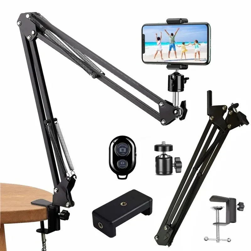 Trépied flexible à bras articulé pour smartphone, pliable, pour bureau, ordinateur portable, vidéo et diffusion en direct 10