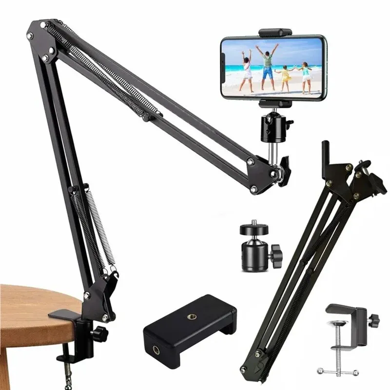 Trépied flexible à bras articulé pour smartphone, pliable, pour bureau, ordinateur portable, vidéo et diffusion en direct 9