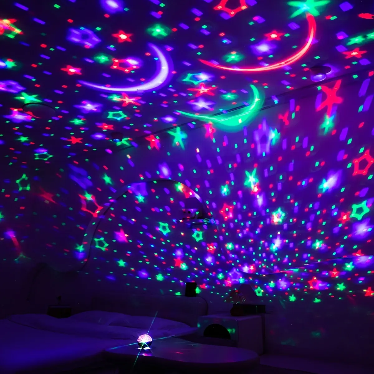 Projecteur LED Ciel Étoilé Galaxie Lune, Veilleuse USB 5V RGB à Changement Automatique de Couleurs, Lumière Ambiante pour Chambre d'Enfant et Fête d'Anniversaire 3