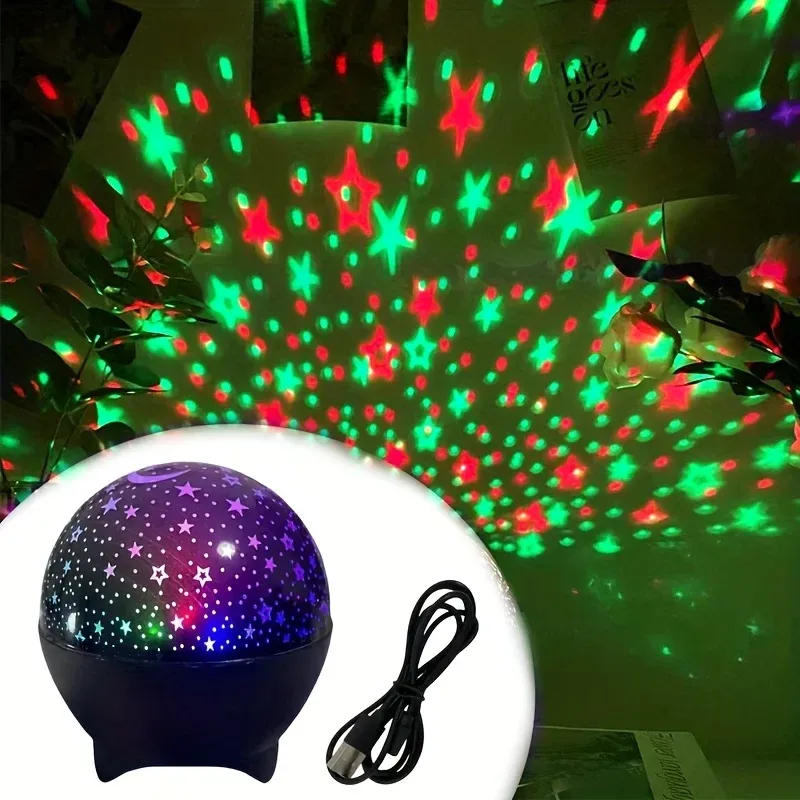 Projecteur LED Ciel Étoilé Galaxie Lune, Veilleuse USB 5V RGB à Changement Automatique de Couleurs, Lumière Ambiante pour Chambre d'Enfant et Fête d'Anniversaire 4