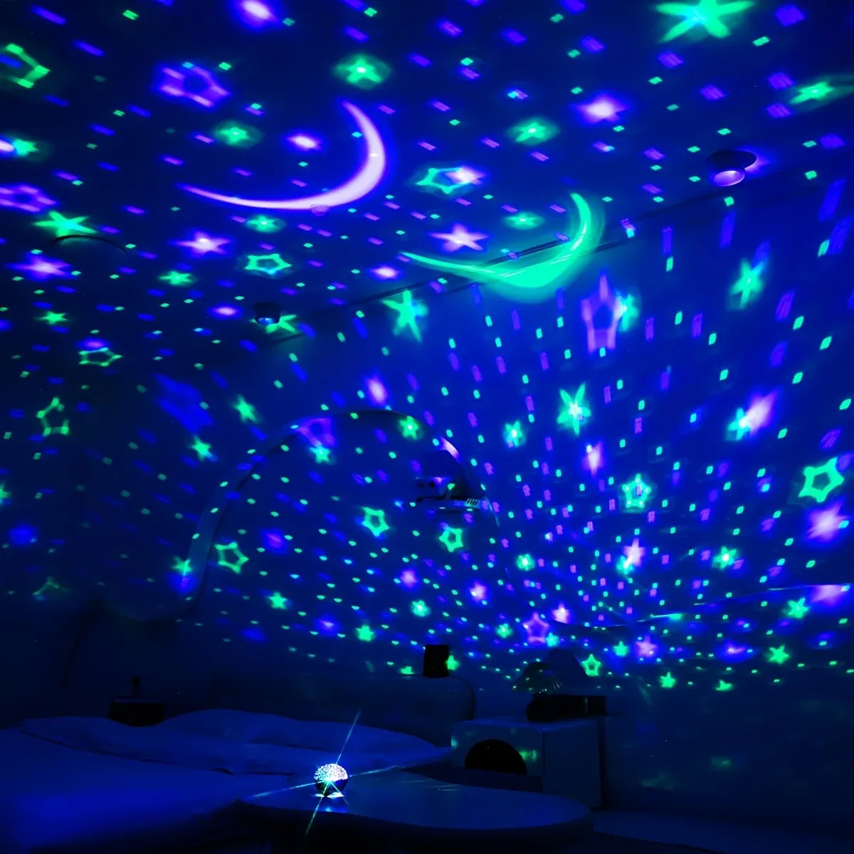 Projecteur LED Ciel Étoilé Galaxie Lune, Veilleuse USB 5V RGB à Changement Automatique de Couleurs, Lumière Ambiante pour Chambre d'Enfant et Fête d'Anniversaire 5