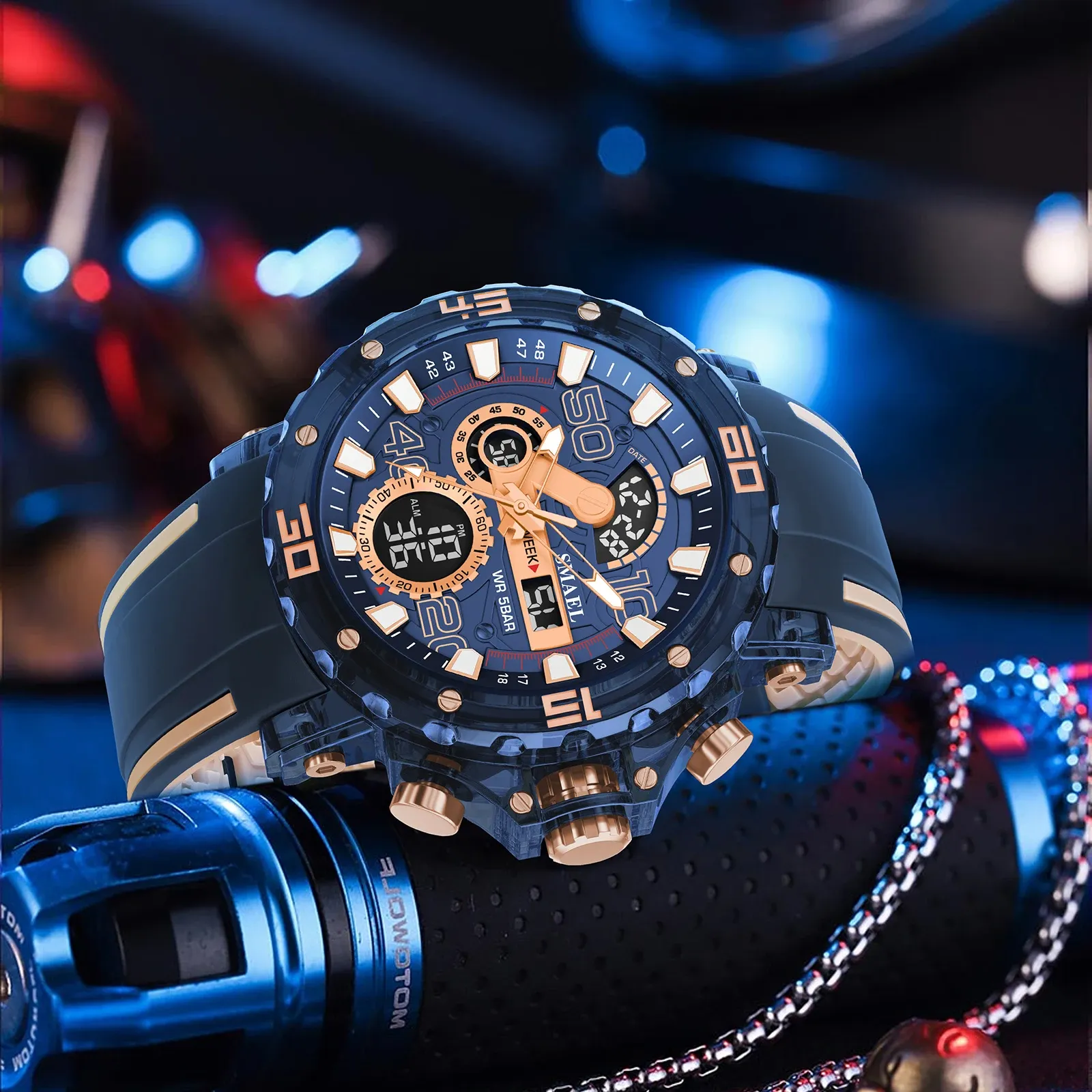 Montre militaire pour homme 2025, étanche 50 m, chronomètre, alarme et éclairage LED, montre digitale de sport 2