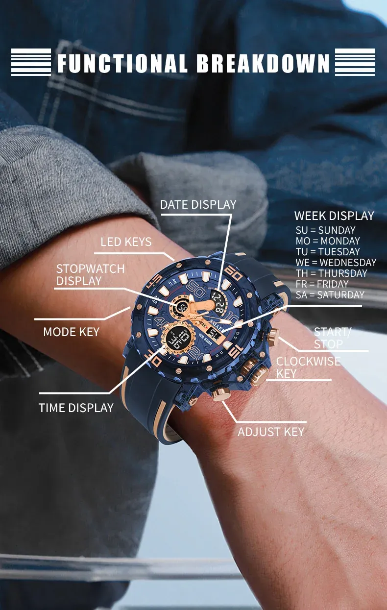Montre militaire SMAEL, porté au poignet