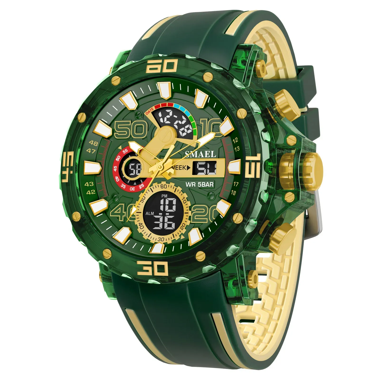 Montre militaire pour homme 2025, étanche 50 m, chronomètre, alarme et éclairage LED, montre digitale de sport 7