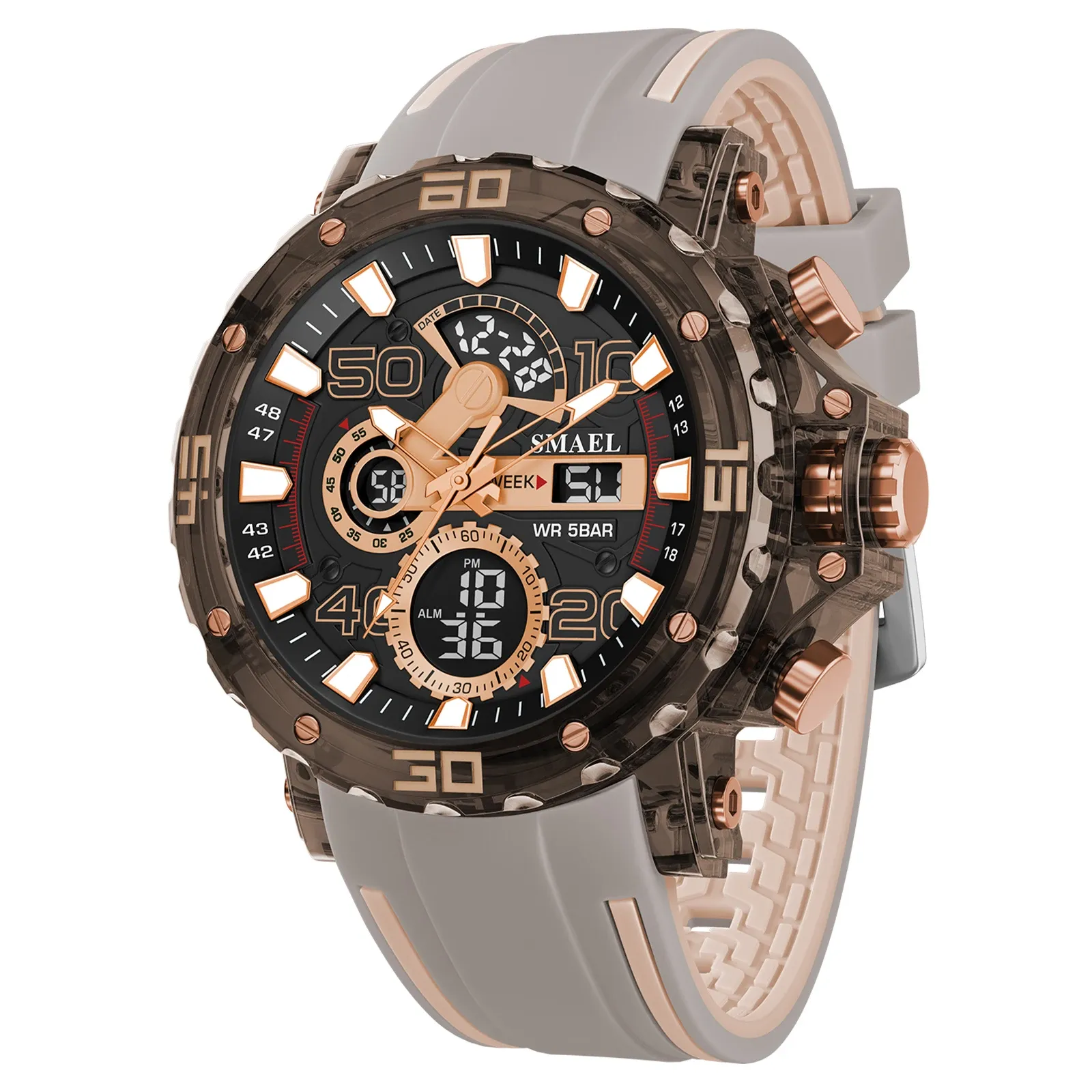 Montre militaire pour homme 2025, étanche 50 m, chronomètre, alarme et éclairage LED, montre digitale de sport 8