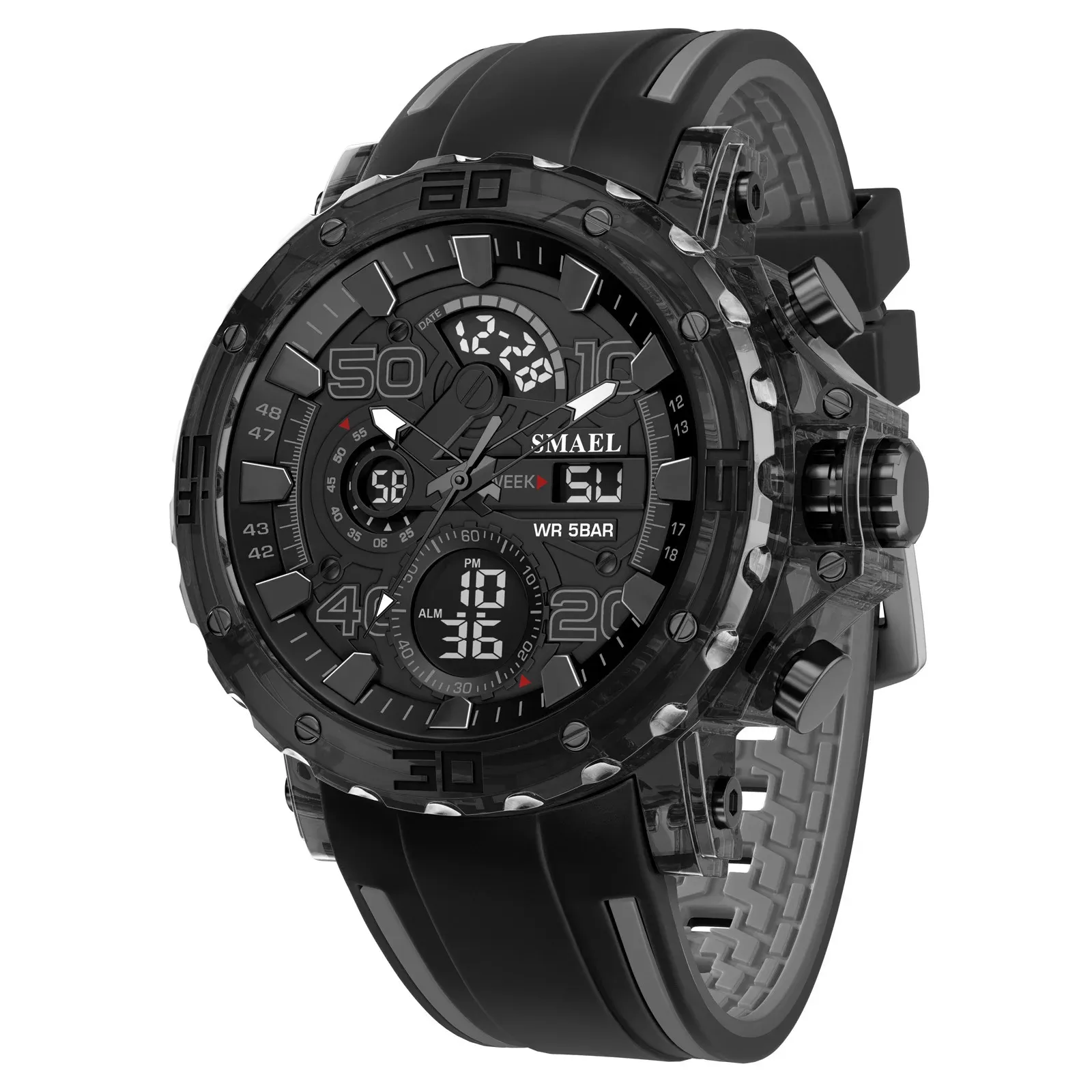 Montre militaire pour homme 2025, étanche 50 m, chronomètre, alarme et éclairage LED, montre digitale de sport 11