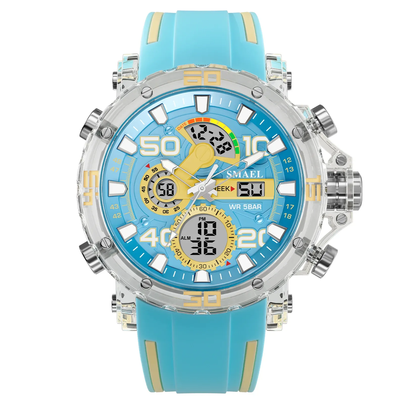 Montre militaire pour homme 2025, étanche 50 m, chronomètre, alarme et éclairage LED, montre digitale de sport 9