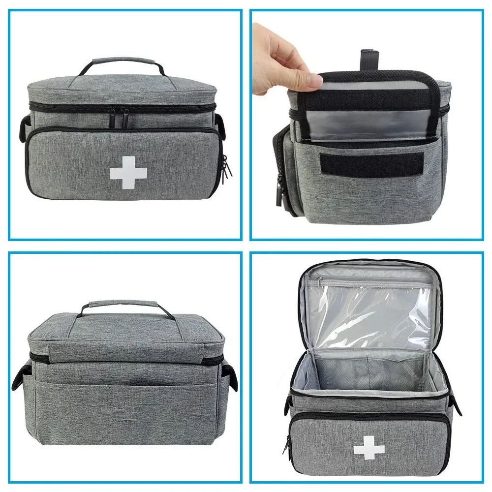 Trousse de premiers secours ouverte montrant son contenu