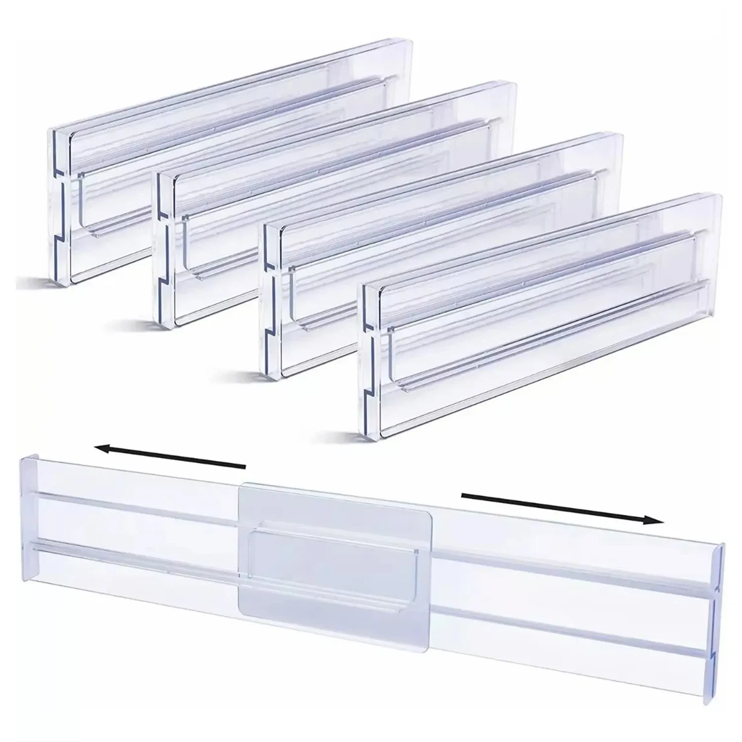 Séparateurs de tiroir pour garde-robe, lot de 1, 2, 4, 6 ou 8, organisateurs extensibles en plastique transparent pour tiroirs de cuisine