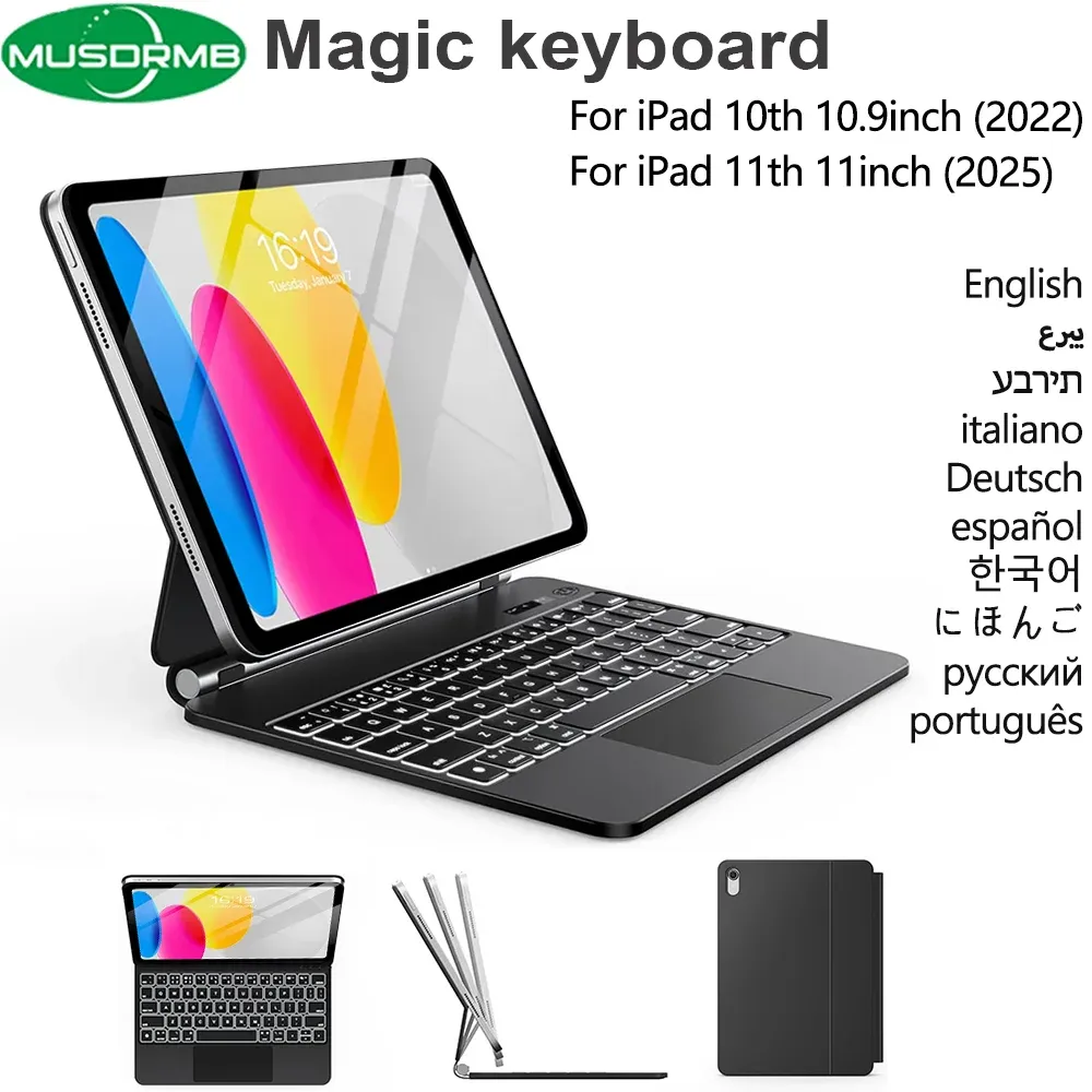 Clavier magique pour iPad 11e génération (A16, 2025) 11 pouces, modèles A3354 et A3355, avec étui pour iPad 10e génération (2022) 10,9 pouces, modèles A2696 et A2757 - Image 1
