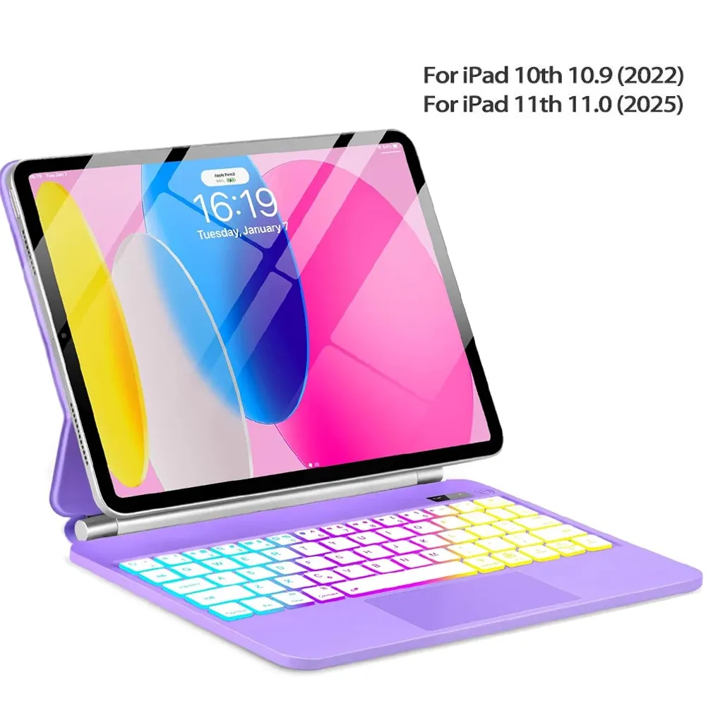 Clavier magique pour iPad 11e génération (A16, 2025) 11 pouces, modèles A3354 et A3355, avec étui pour iPad 10e génération (2022) 10,9 pouces, modèles A2696 et A2757 7
