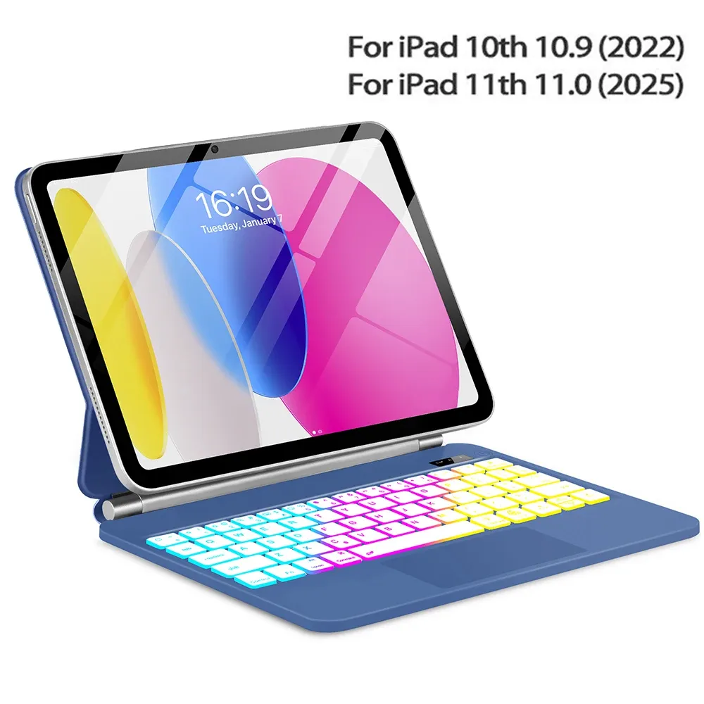 Clavier magique pour iPad 11e génération (A16, 2025) 11 pouces, modèles A3354 et A3355, avec étui pour iPad 10e génération (2022) 10,9 pouces, modèles A2696 et A2757 9