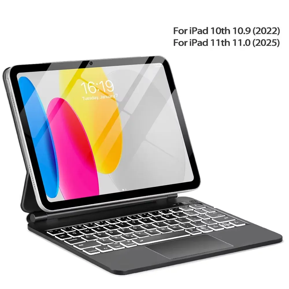 Clavier magique pour iPad 11e génération (A16, 2025) 11 pouces, modèles A3354 et A3355, avec étui pour iPad 10e génération (2022) 10,9 pouces, modèles A2696 et A2757 12