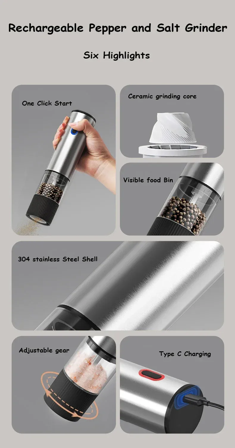 Moulin à poivre électrique rechargeable en utilisation