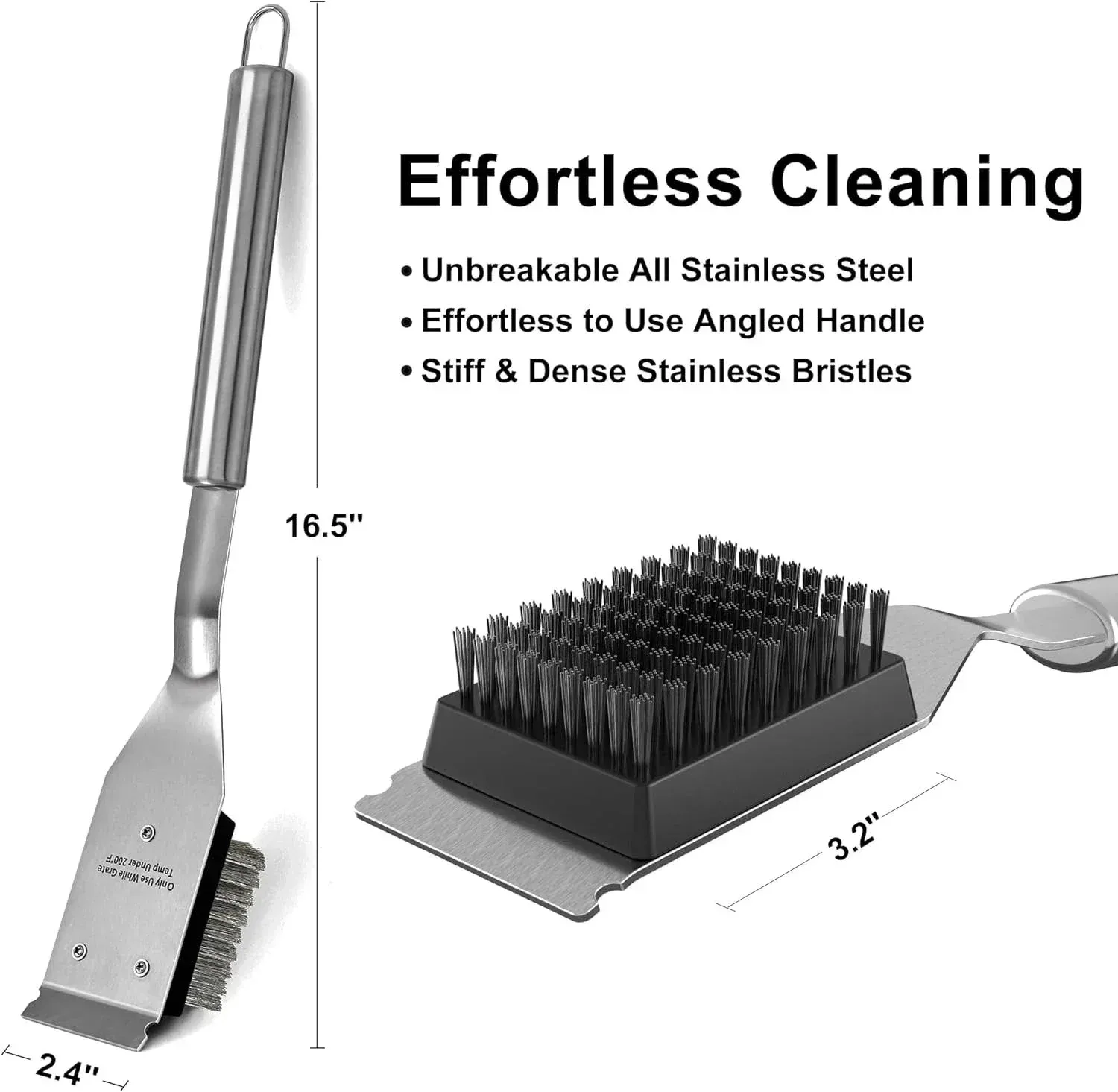 Brosse et grattoir pour gril en fil métallique, 16,5 pouces 3