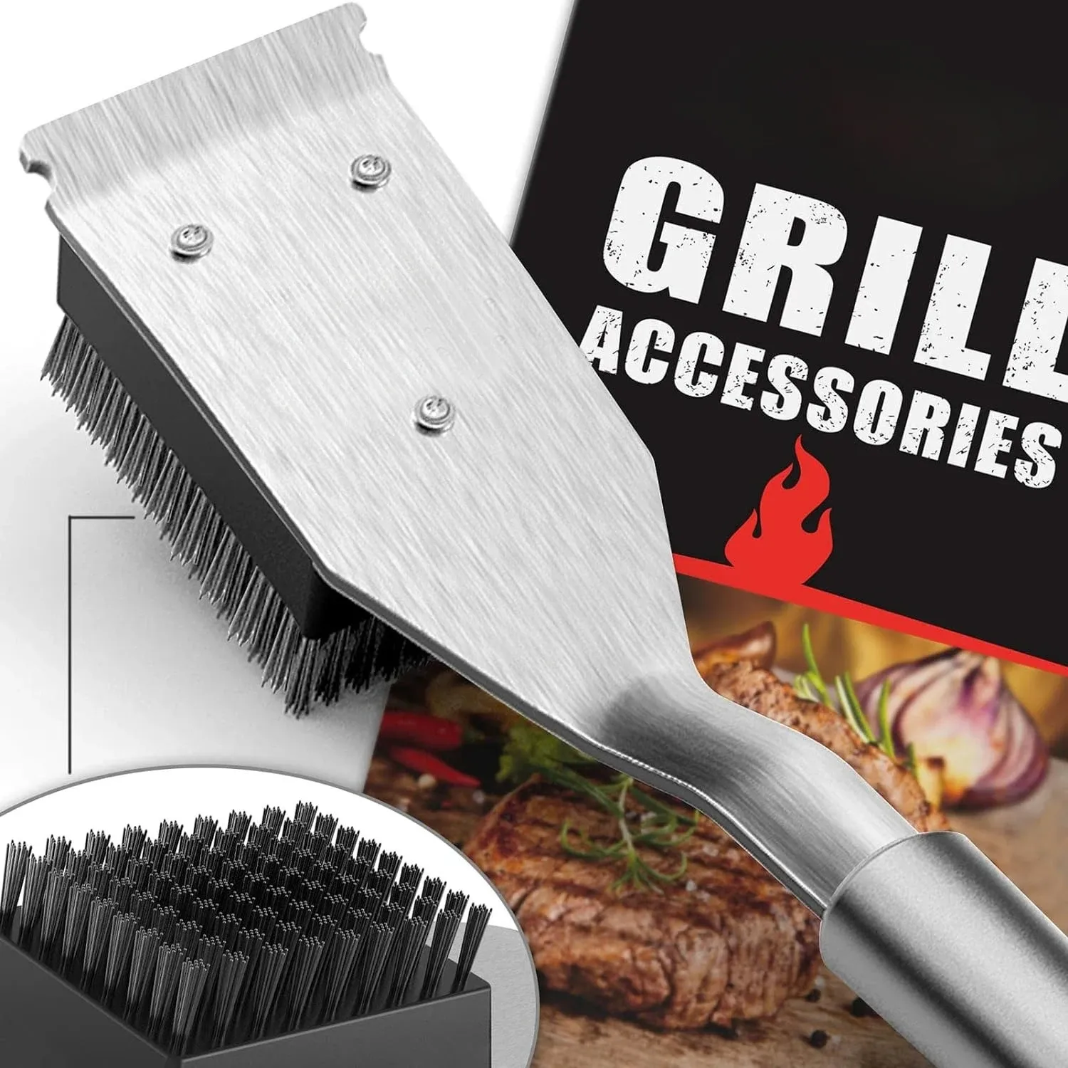 Brosse et grattoir pour gril en fil métallique, 16,5 pouces 2