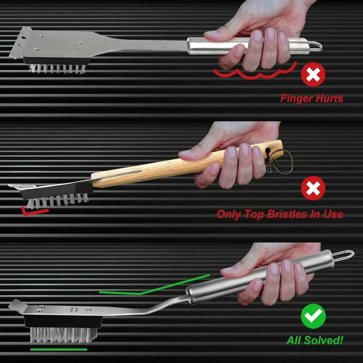 Brosse de nettoyage pour gril, gros plan sur les soies
