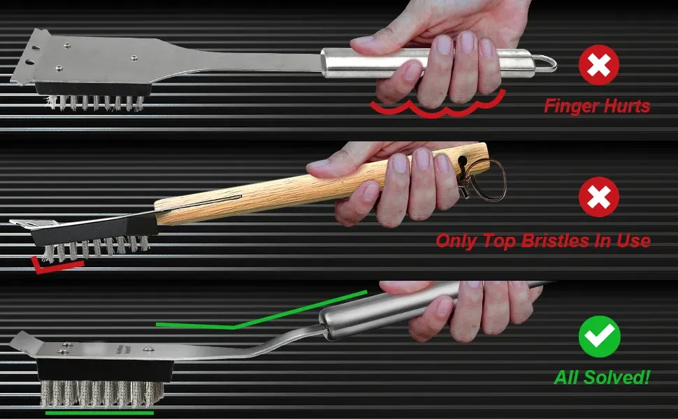 Brosse de nettoyage pour gril, détail de la tête en fil métallique