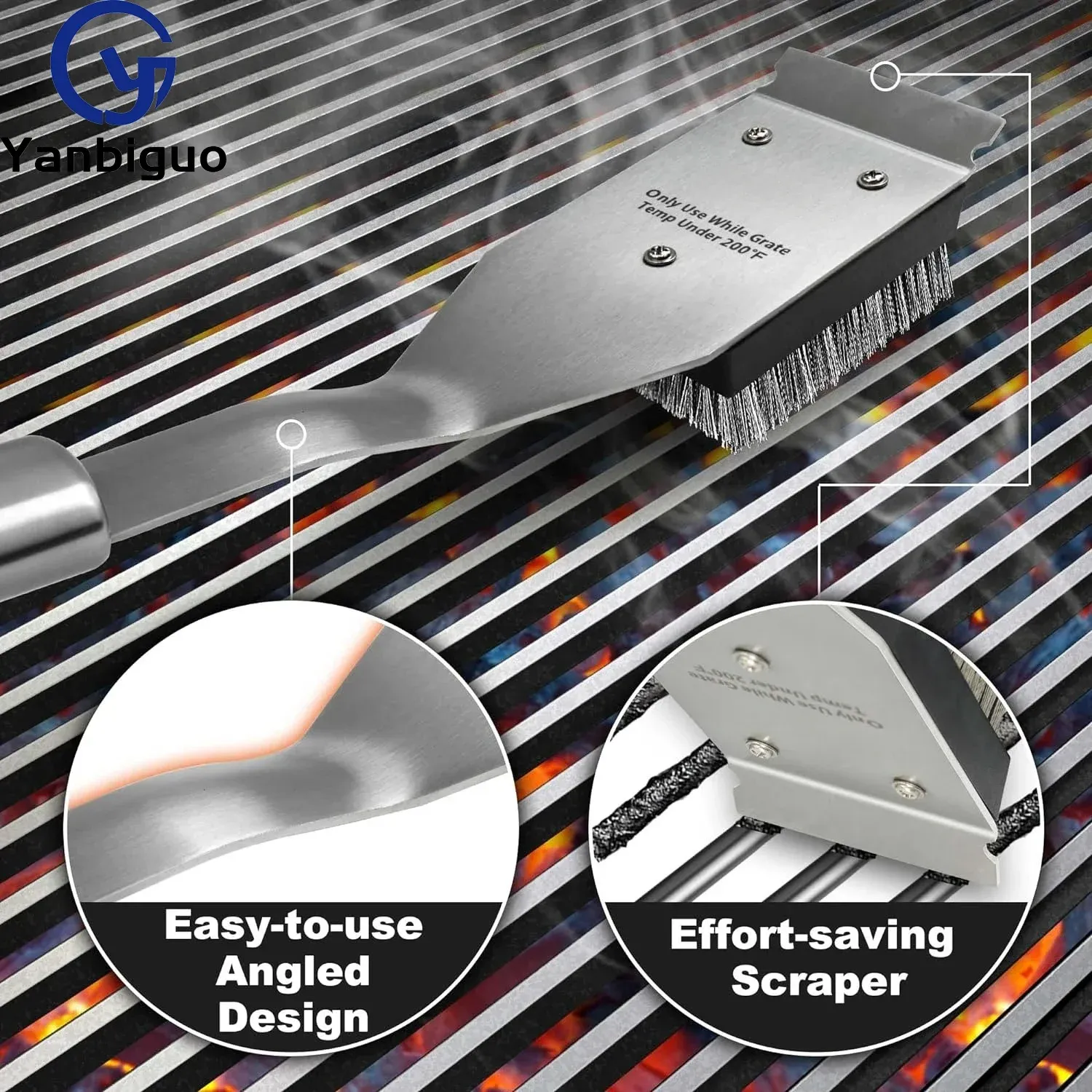 Brosse de nettoyage pour gril en situation d'utilisation