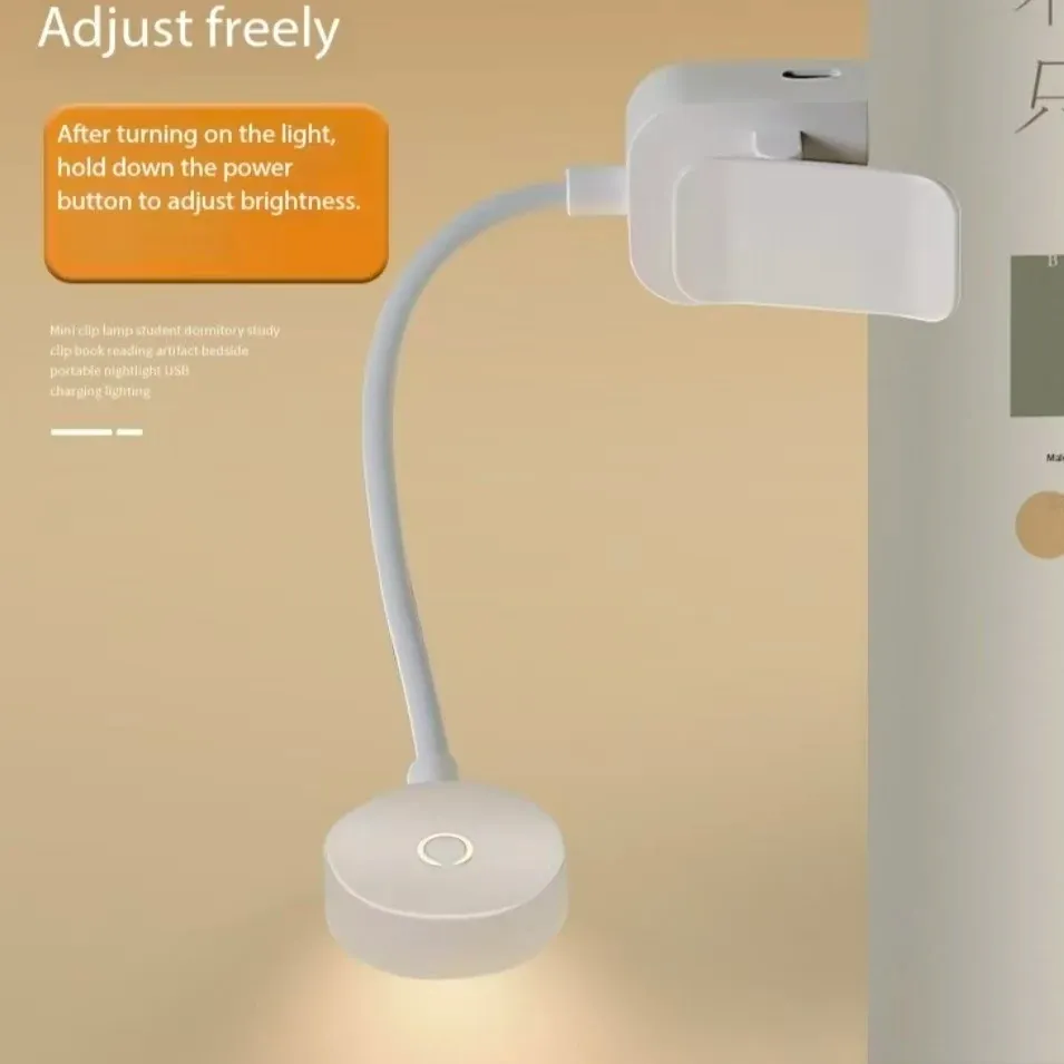 Lampe de lecture LED rechargeable et pliable, 3 modes d'éclairage, protection oculaire, intensité réglable, col flexible 3