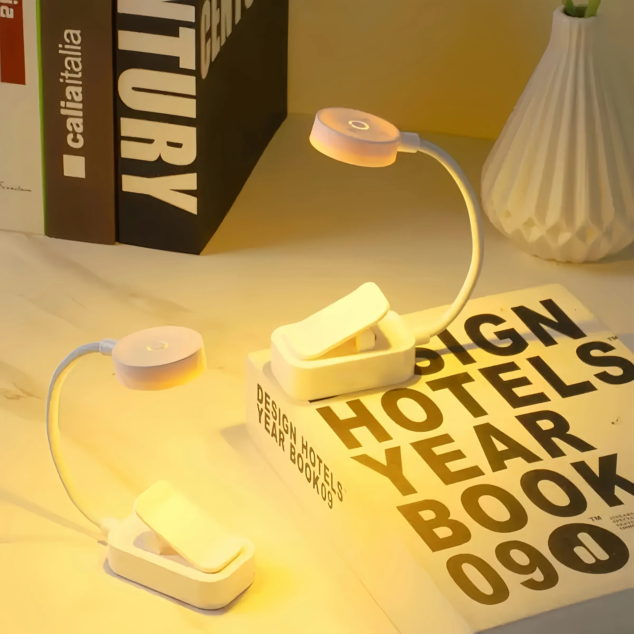 Lampe de lecture LED rechargeable et pliable, 3 modes d'éclairage, protection oculaire, intensité réglable, col flexible 6