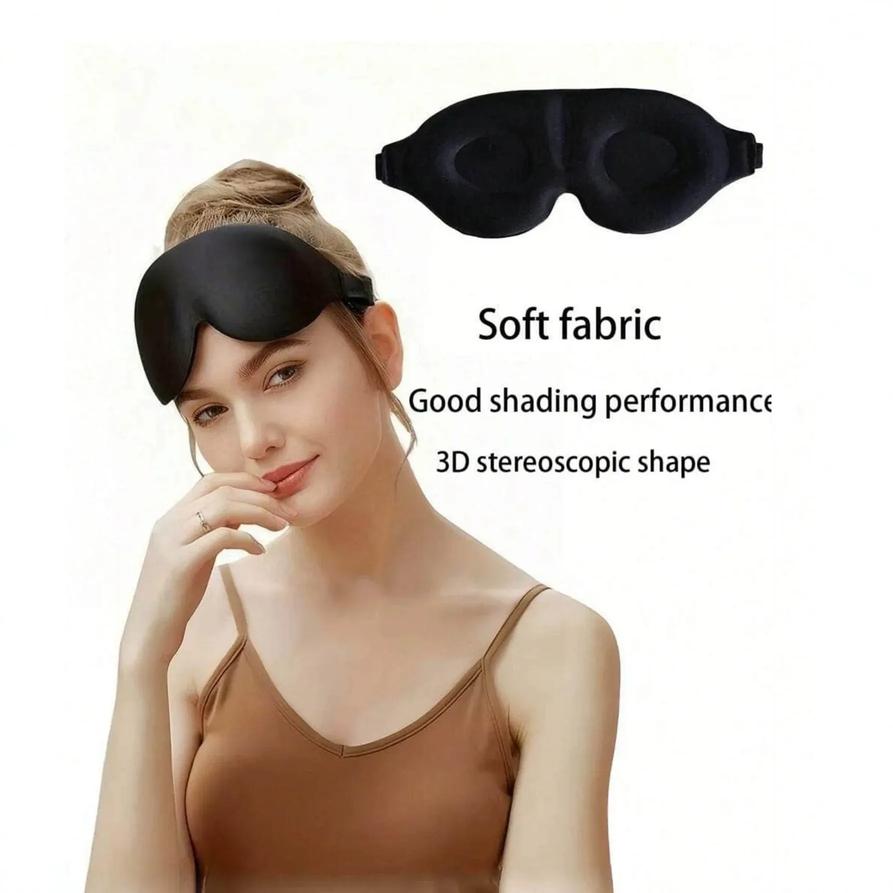 Masque de sommeil 3D doux et confortable, pour hommes et femmes, idéal en voyage et à la maison 2