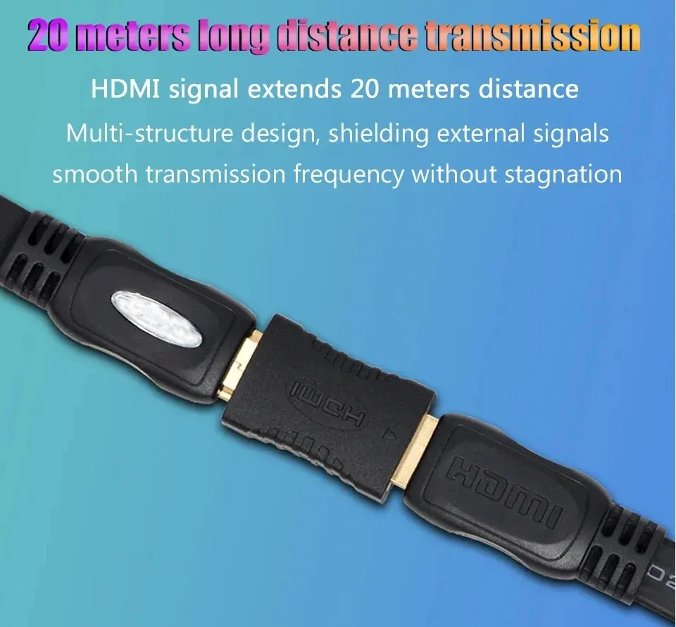 Rallonge HDMI 4K femelle à femelle, adaptateur de connexion audio-vidéo pour écran, moniteur, ordinateur portable, PS4/PS3, PC et téléviseur 2