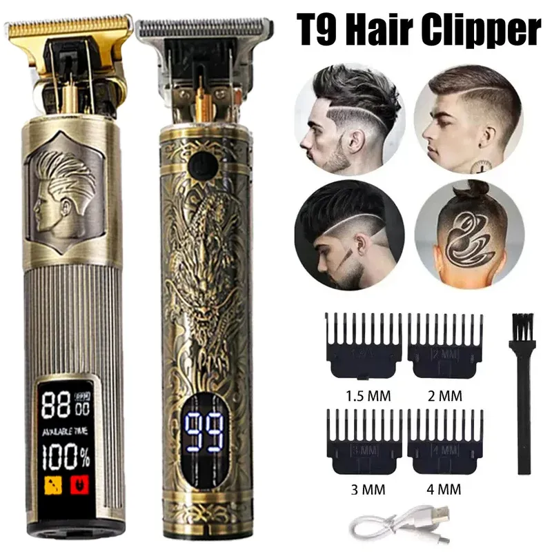 Tondeuse à cheveux électrique T9 avec accessoires, rasoir professionnel USB, tondeuse à cheveux sans fil 0 mm pour hommes, portable, pour une coupe à domicile 3