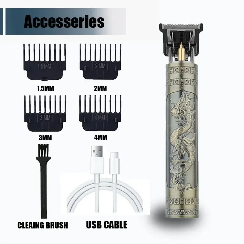 Tondeuse à cheveux électrique T9 avec accessoires, rasoir professionnel USB, tondeuse à cheveux sans fil 0 mm pour hommes, portable, pour une coupe à domicile 7