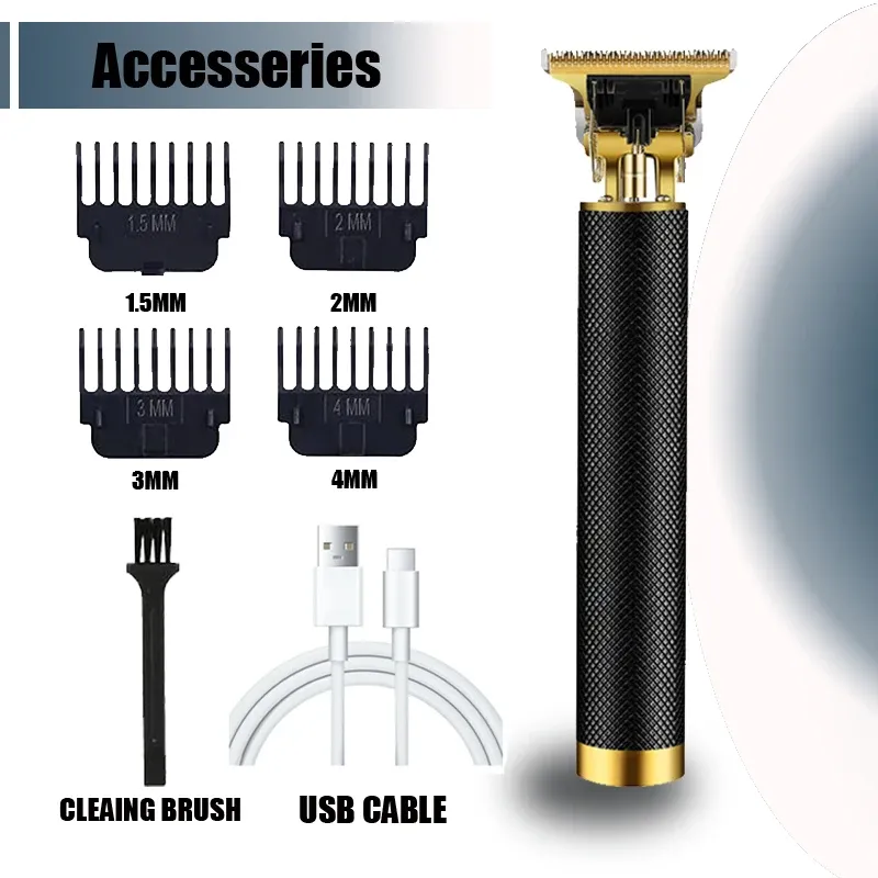 Tondeuse à cheveux électrique T9 avec accessoires, rasoir professionnel USB, tondeuse à cheveux sans fil 0 mm pour hommes, portable, pour une coupe à domicile 8