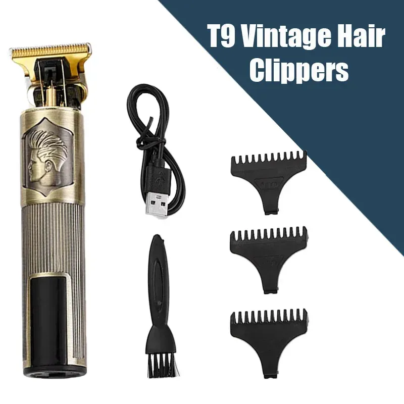 Tondeuse à cheveux électrique T9 avec accessoires, rasoir professionnel USB, tondeuse à cheveux sans fil 0 mm pour hommes, portable, pour une coupe à domicile 15