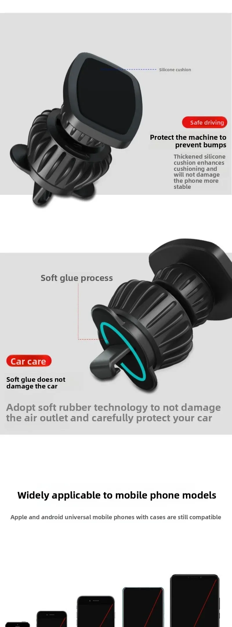 Support magnétique de téléphone pour voiture, rotation à 360 degrés