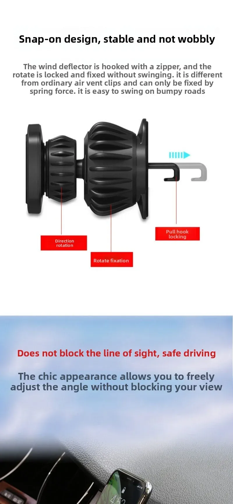 Support magnétique de téléphone pour voiture, installation sur grille d'aération