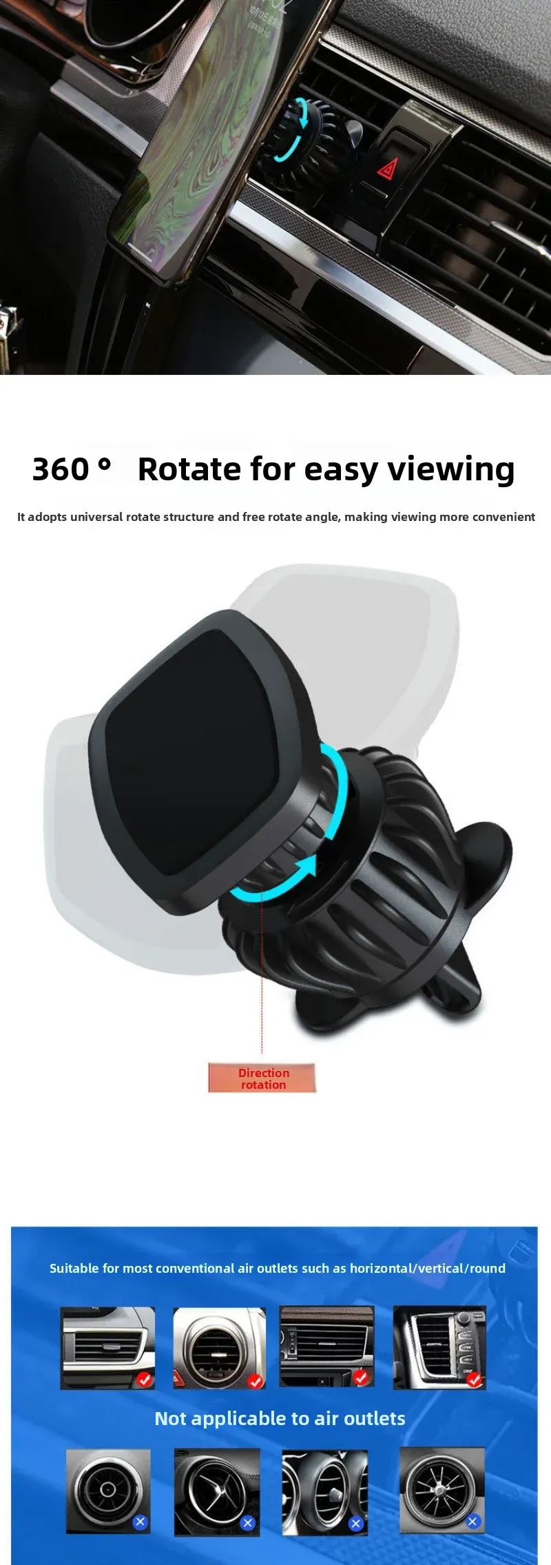 Support magnétique de téléphone pour voiture, mise en situation
