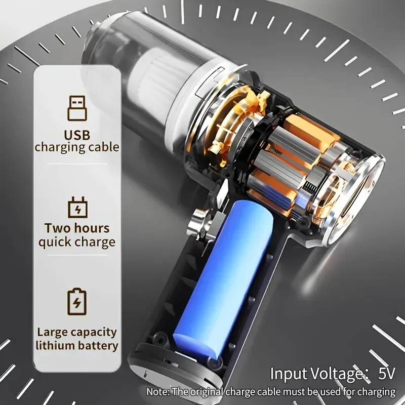 Aspirateur de voiture sans fil 690000 Pa, charge rapide 2 heures, aspirateur à main sans fil haute puissance à double usage, nettoyage à sec et humide, modèle 2026 6