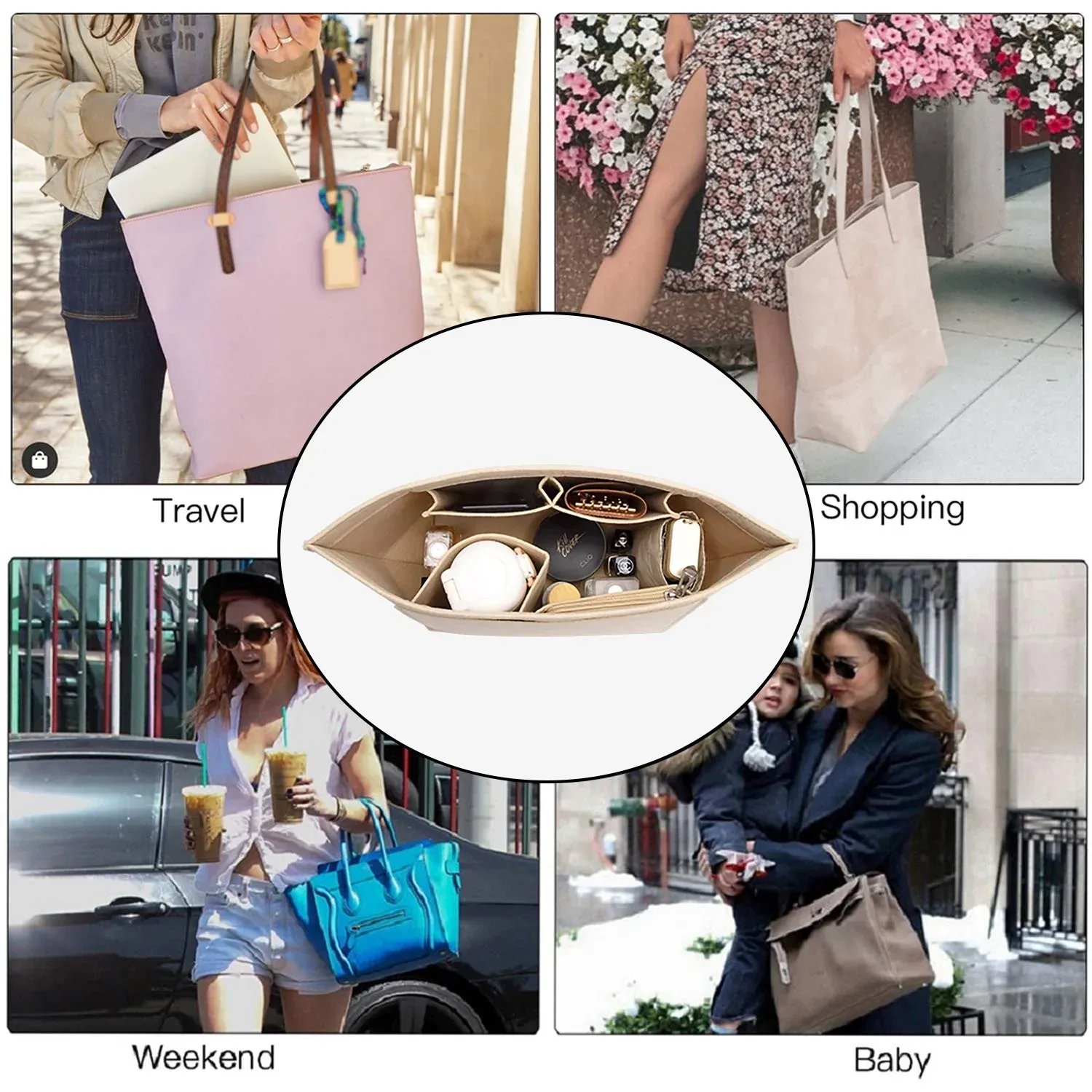 Insert de sac en feutre pour sac à main Longchamp, doublure et pochette à maquillage 6