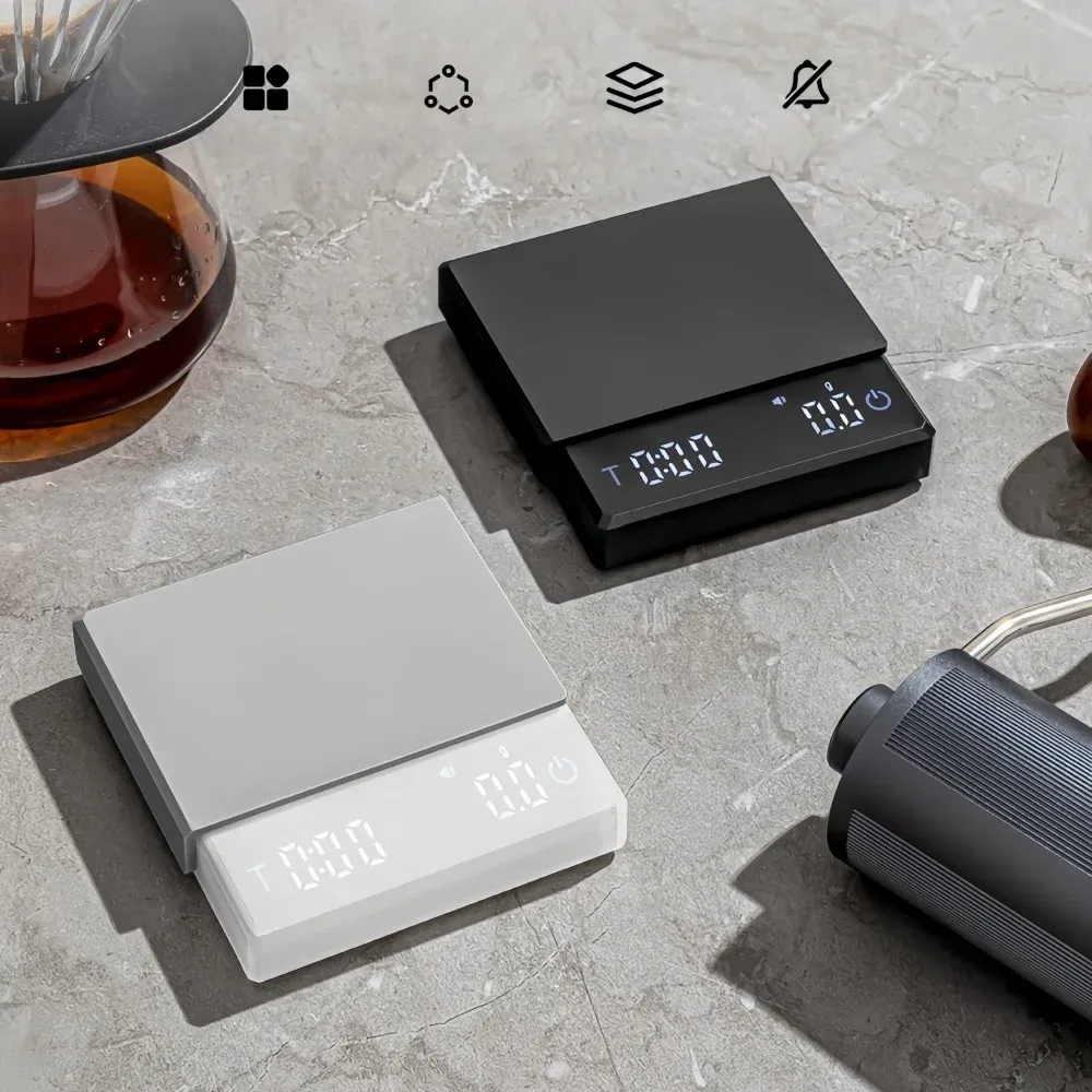 Balance à café électronique compacte avec rapport eau/poudre intelligent et plateau en silicone rechargeable par USB - Image 1