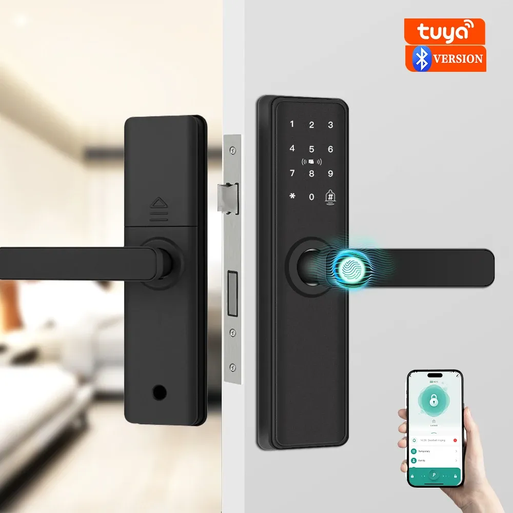 Serrure de porte intelligente Bluetooth à empreinte digitale, compatible application Tuya - Image 1
