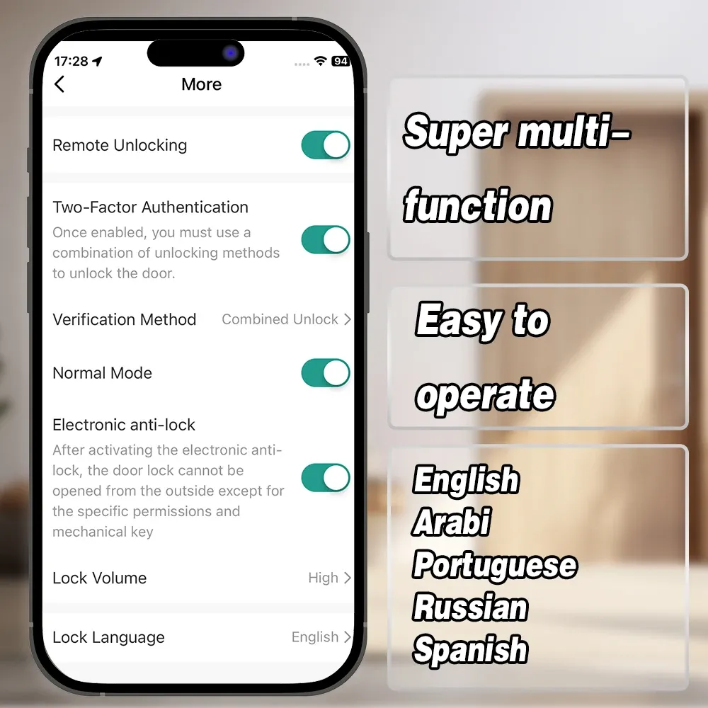 Serrure de porte intelligente Bluetooth à empreinte digitale, compatible application Tuya 4