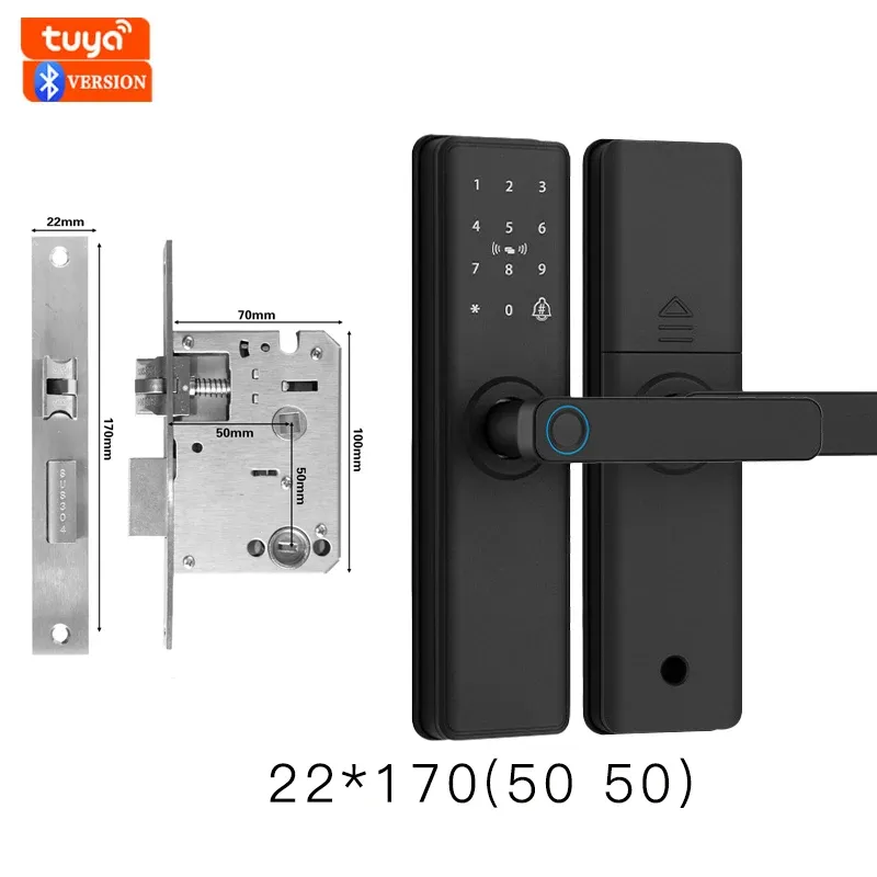 Serrure de porte intelligente Bluetooth à empreinte digitale, compatible application Tuya 18