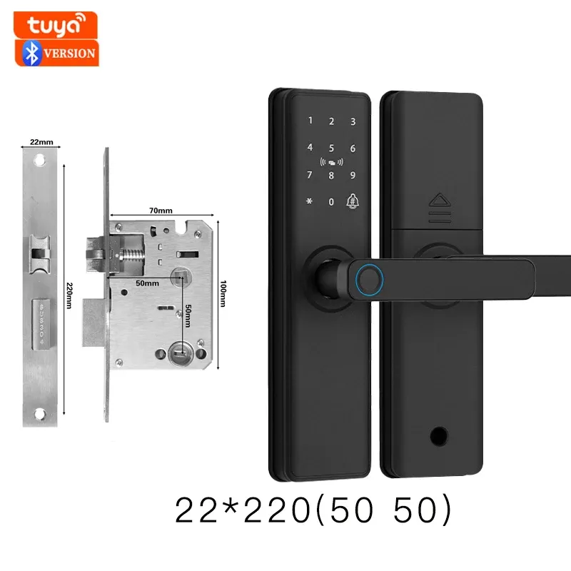 Serrure de porte intelligente Bluetooth à empreinte digitale, compatible application Tuya 14