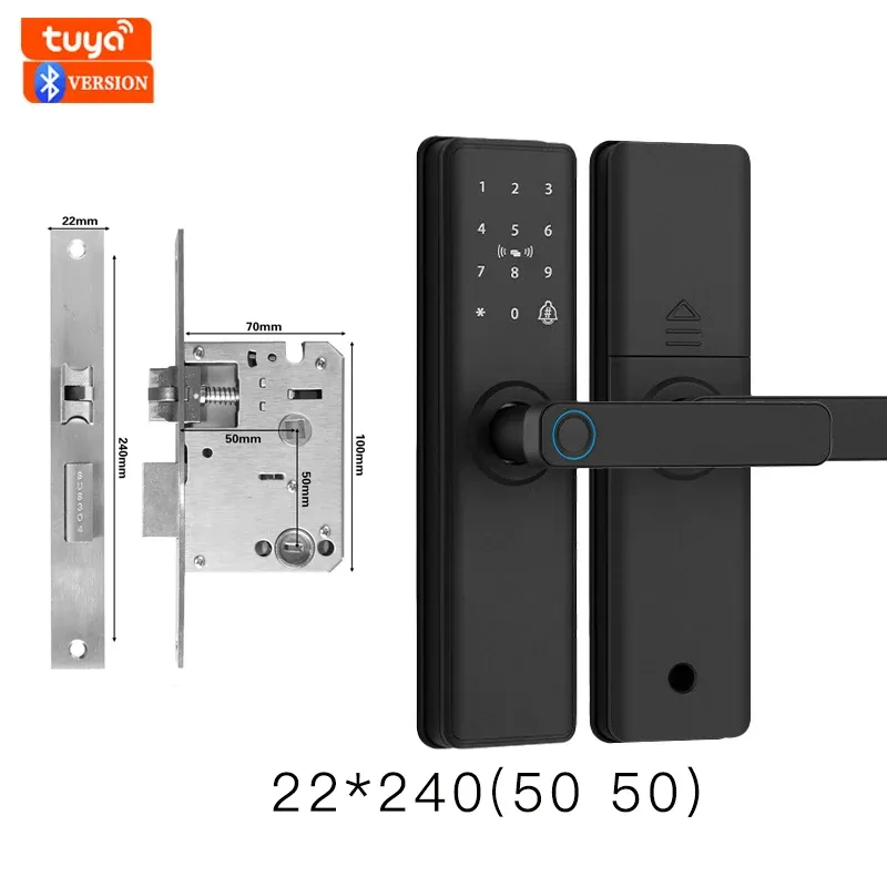 Serrure de porte intelligente Bluetooth à empreinte digitale, compatible application Tuya 13