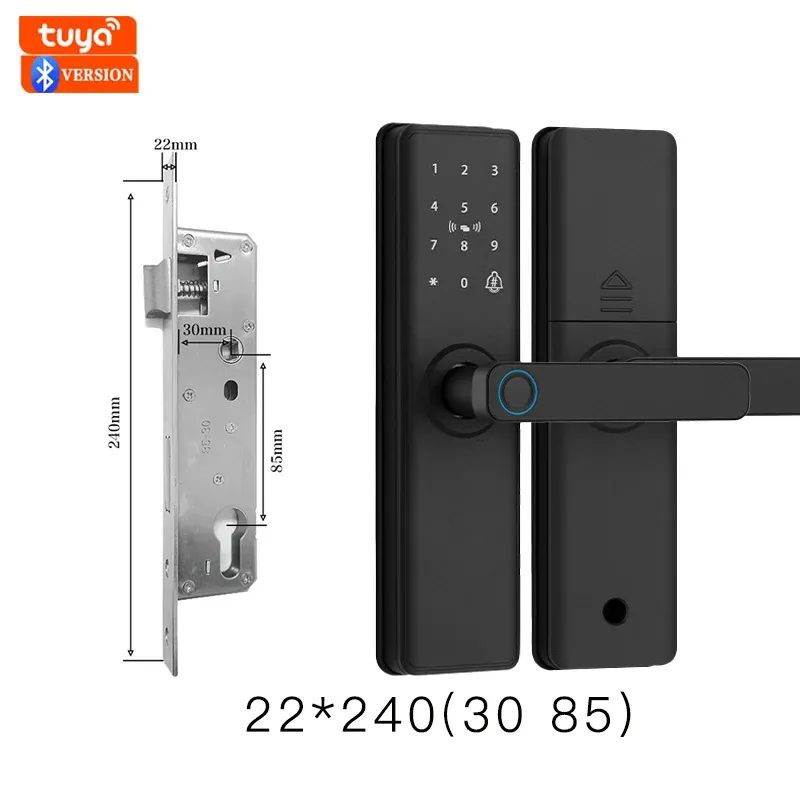 Serrure de porte intelligente Bluetooth à empreinte digitale, compatible application Tuya 8