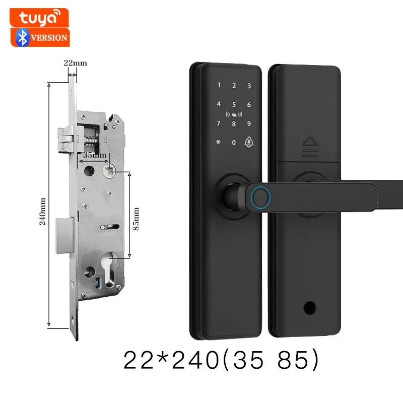 Serrure de porte intelligente Bluetooth à empreinte digitale, compatible application Tuya 7