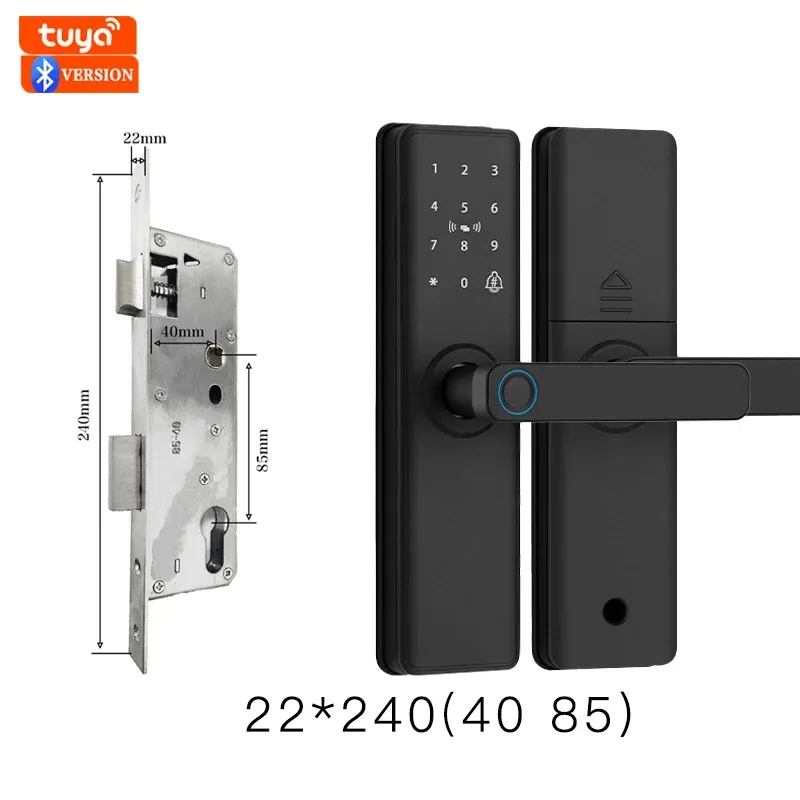Serrure de porte intelligente Bluetooth à empreinte digitale, compatible application Tuya 10